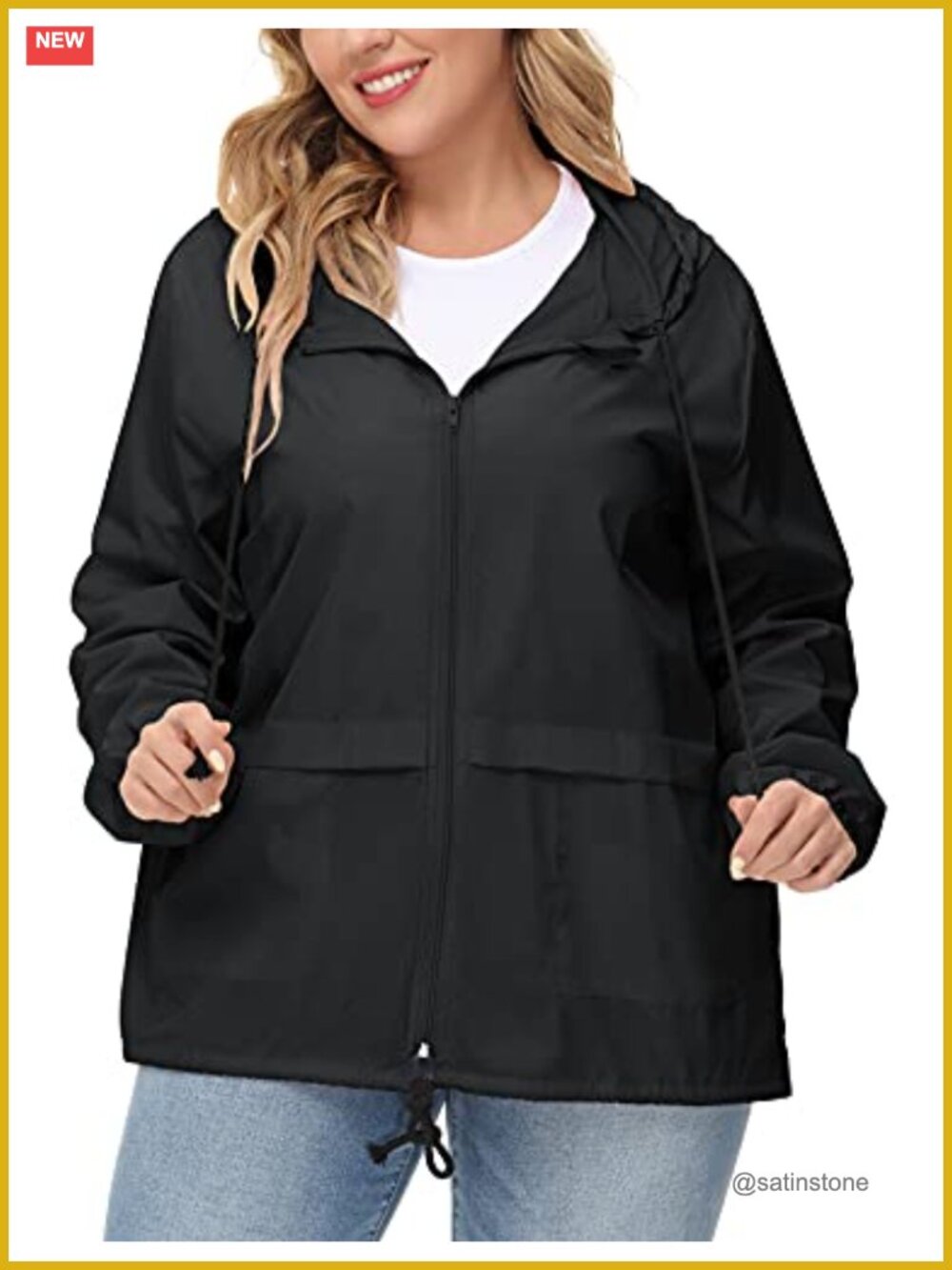 Plus Size Raincoat Women Waterproof Hooded Packable Outdoor Windbreaker Jacket